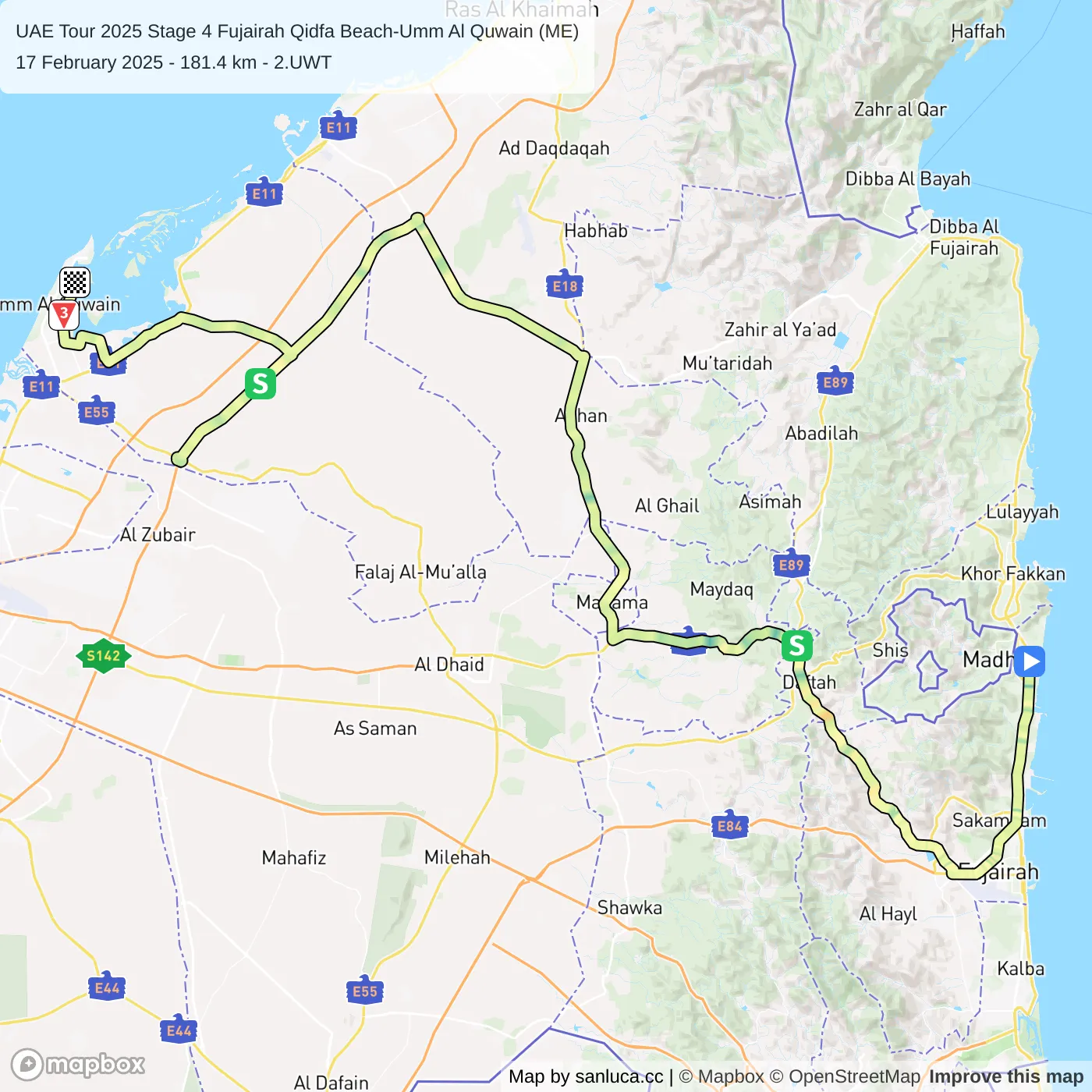 map of the route