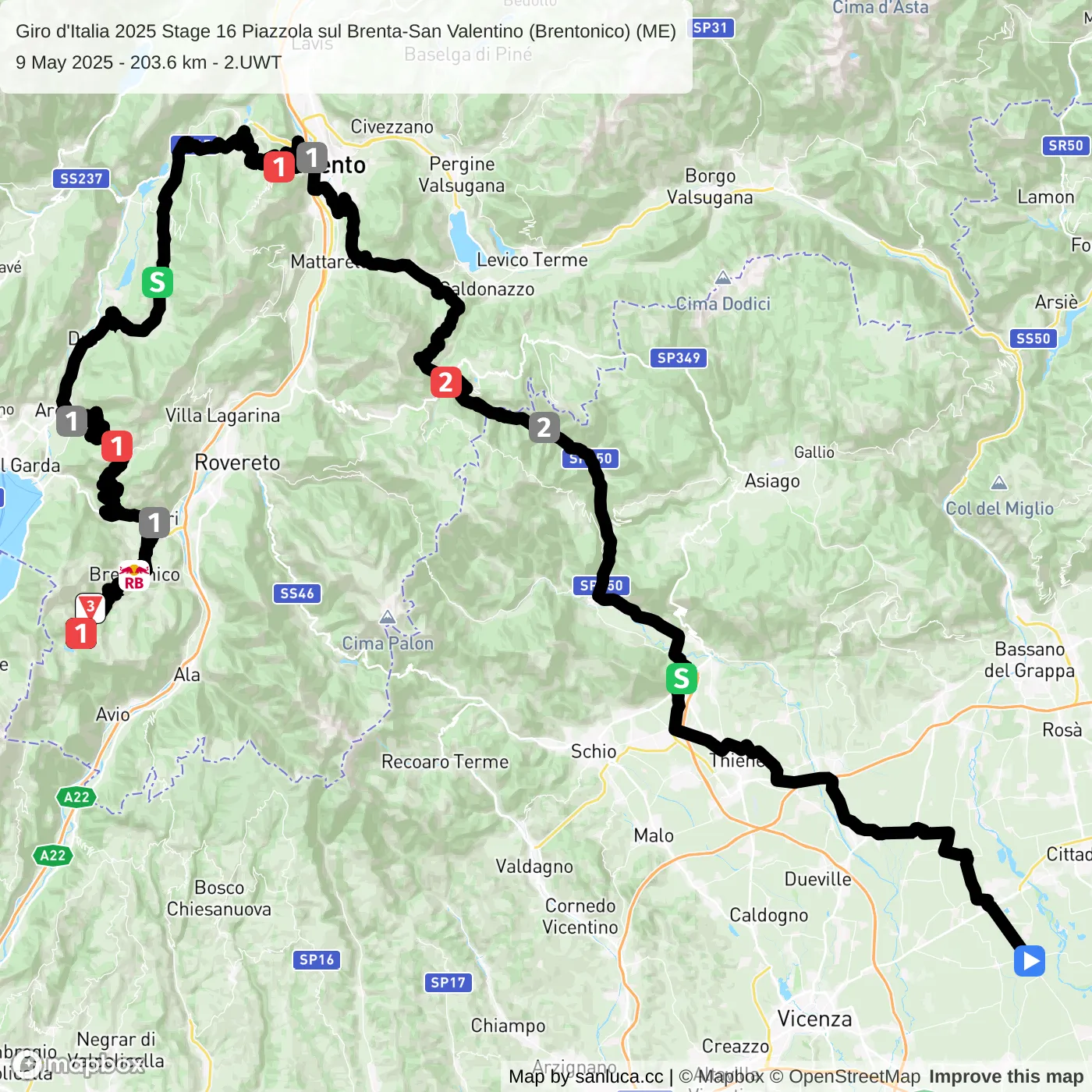 map of the route