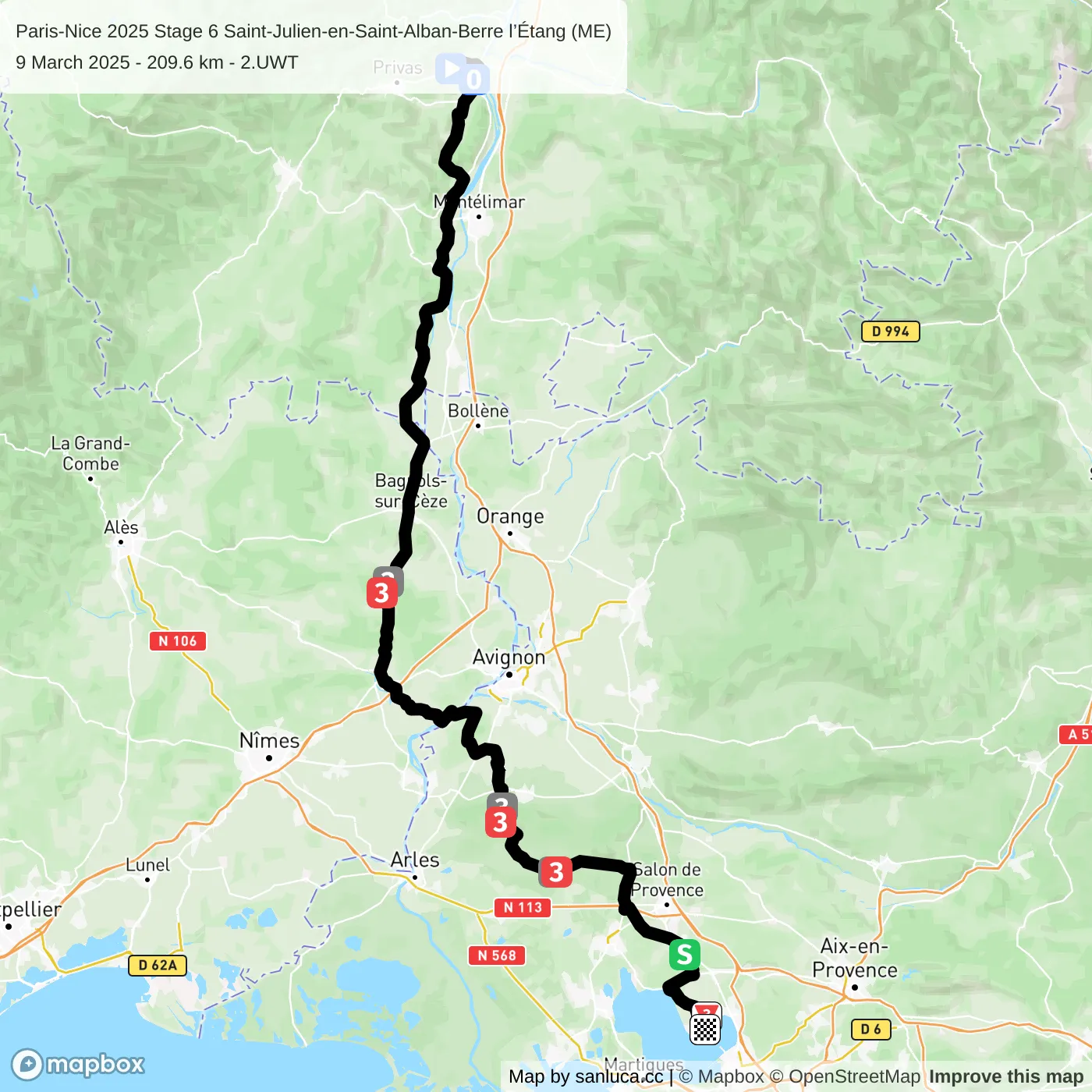 map of the route