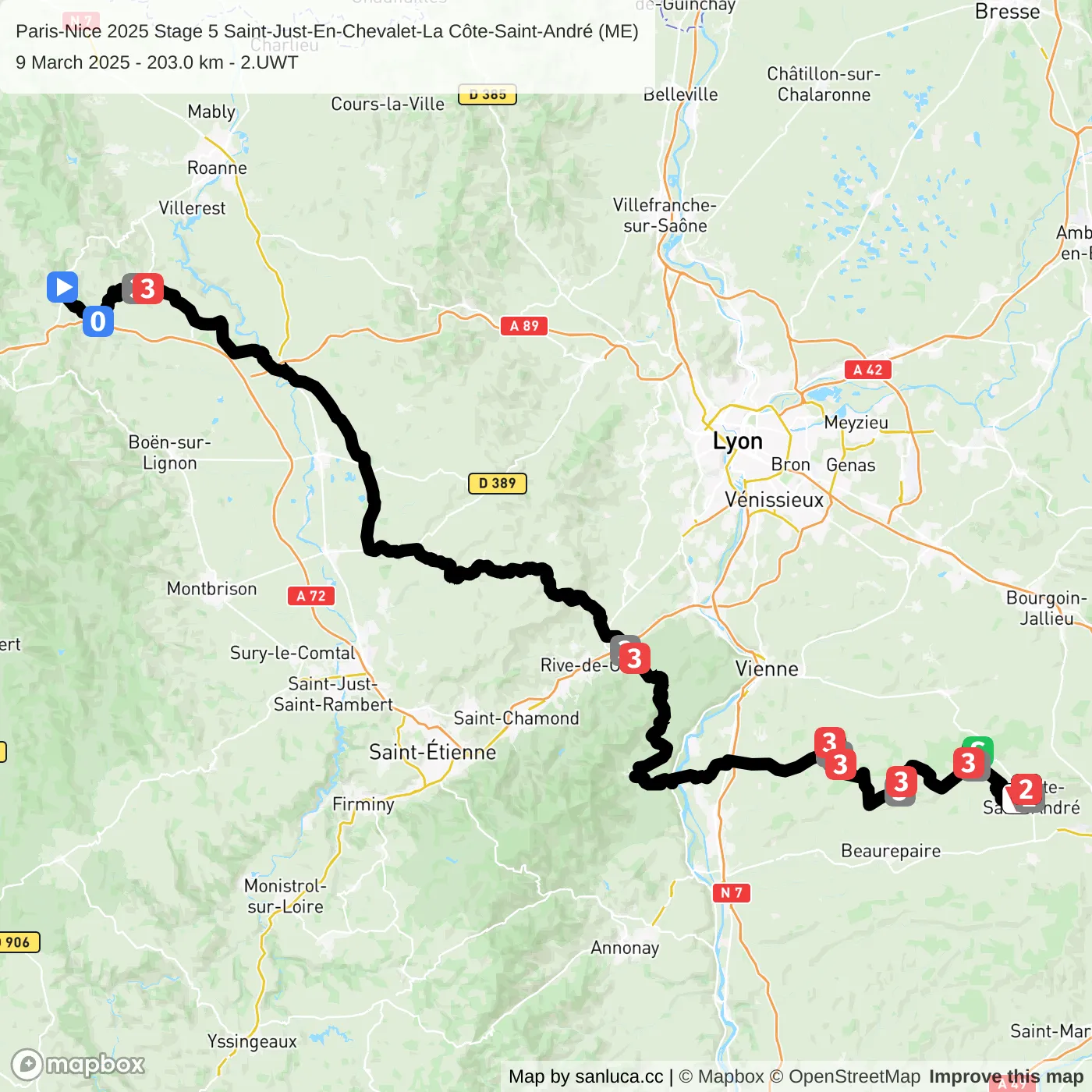 map of the route